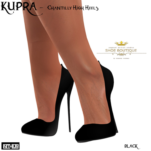 Second Life Marketplace KUPRA Chantilly High Heels BLACK LEATHER (Boxed)